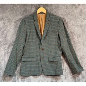 MR TURK Blazer Mens 40 Brown Blue Geometric Jacquard Jacket California Made